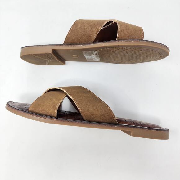 Seven7 Slide Sandals Women 9 Jesse Brown Vegan Leather Cross Strap Padded 2056 - Picture 6 of 8